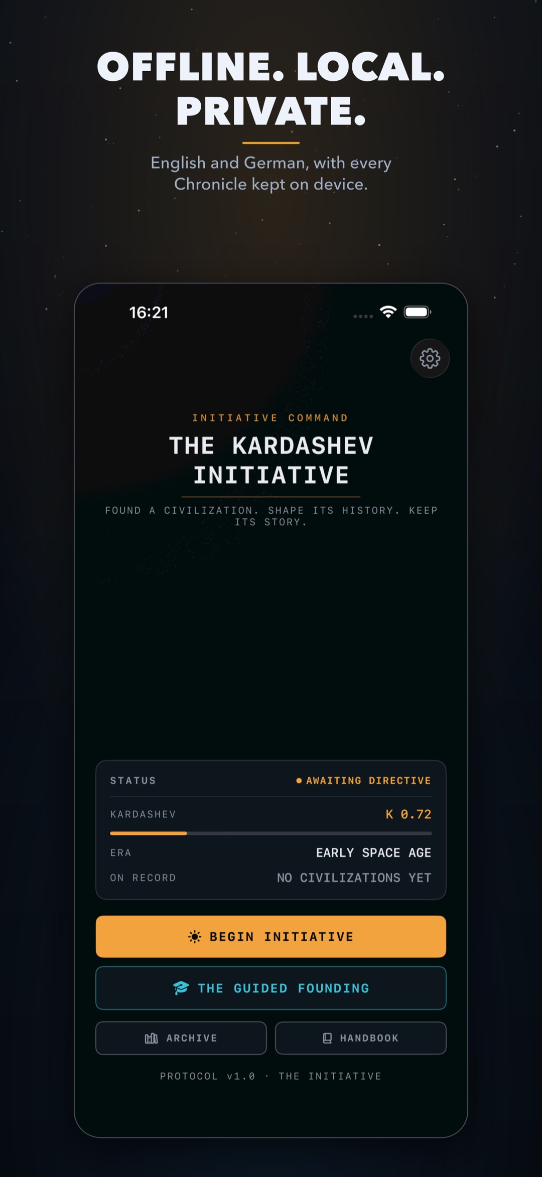 The home screen and Archive.